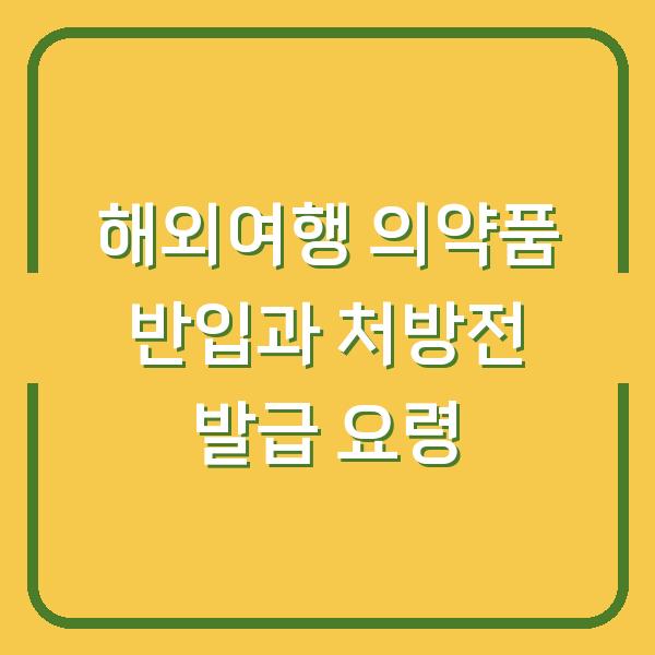 해외여행 의약품 반입과 처방전 발급 요령