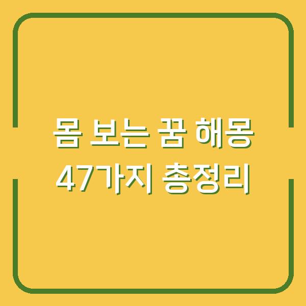 몸 보는 꿈 해몽 47가지 총정리
