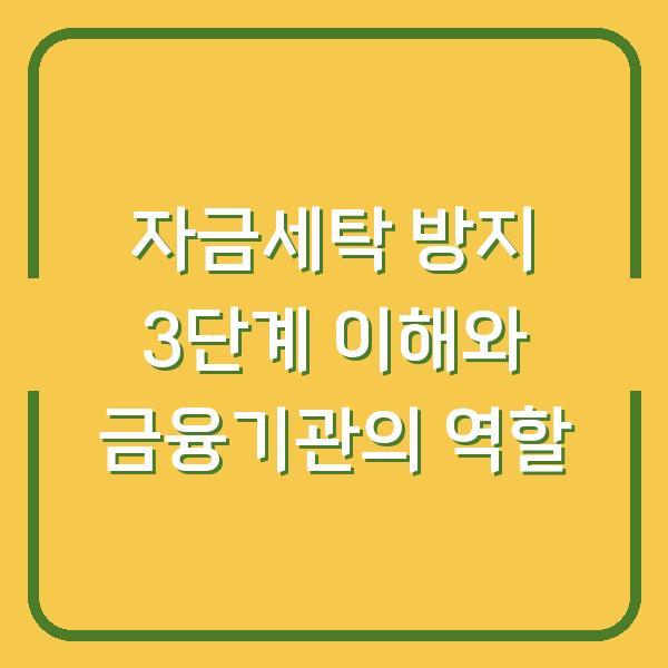 자금세탁 방지 3단계 이해와 금융기관의 역할