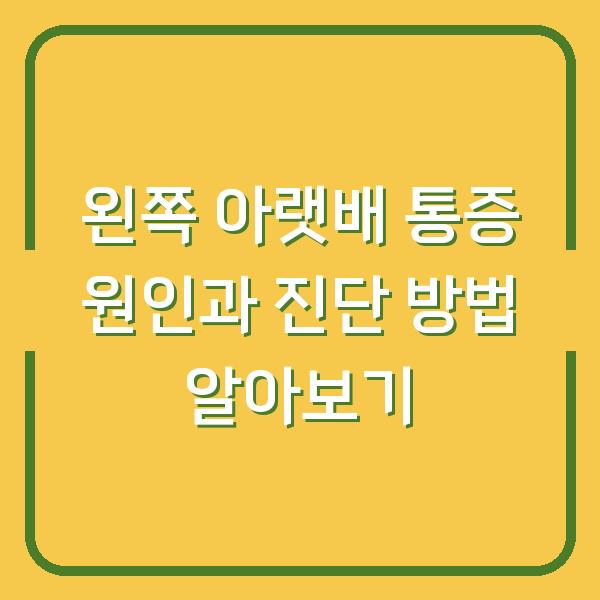 왼쪽 아랫배 통증 원인과 진단 방법 알아보기