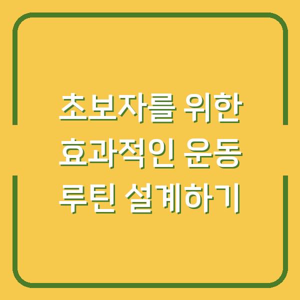 초보자를 위한 효과적인 운동 루틴 설계하기