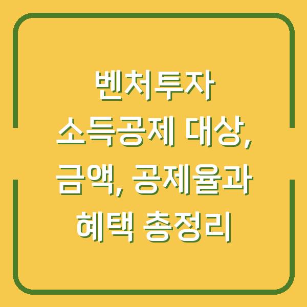 벤처투자 소득공제 대상, 금액, 공제율과 혜택 총정리