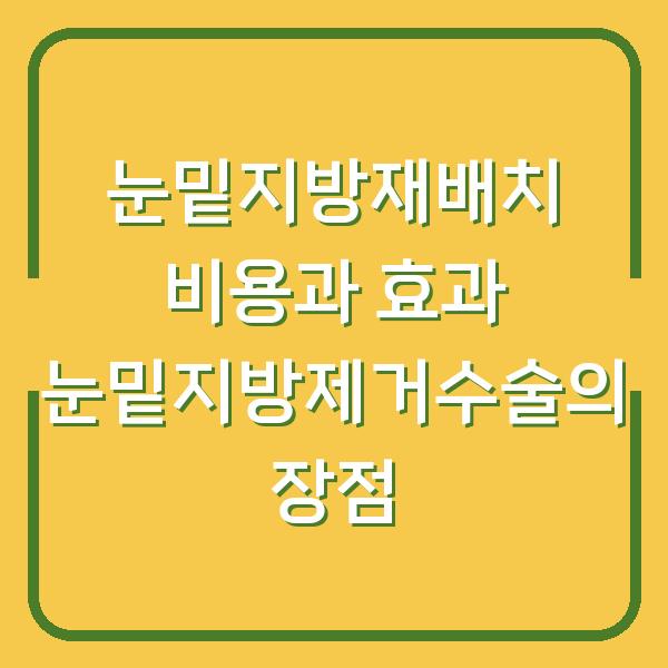 눈밑지방재배치 비용과 효과 눈밑지방제거수술의 장점