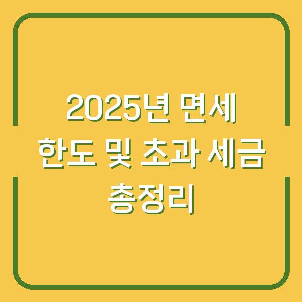 2025년 면세 한도 및 초과 세금 총정리