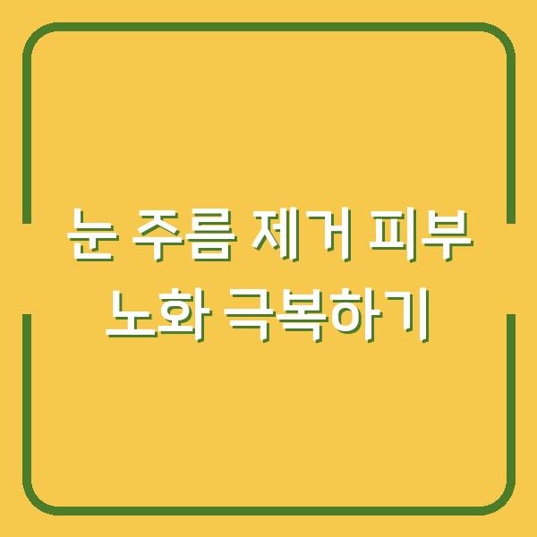 눈 주름 제거 피부 노화 극복하기