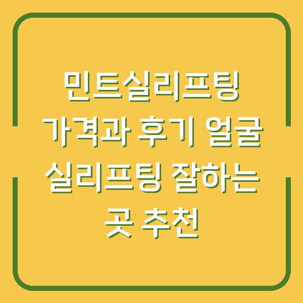 민트실리프팅 가격과 후기 얼굴 실리프팅 잘하는 곳 추천