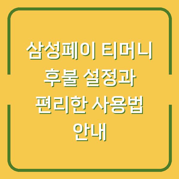 삼성페이 티머니 후불 설정과 편리한 사용법 안내