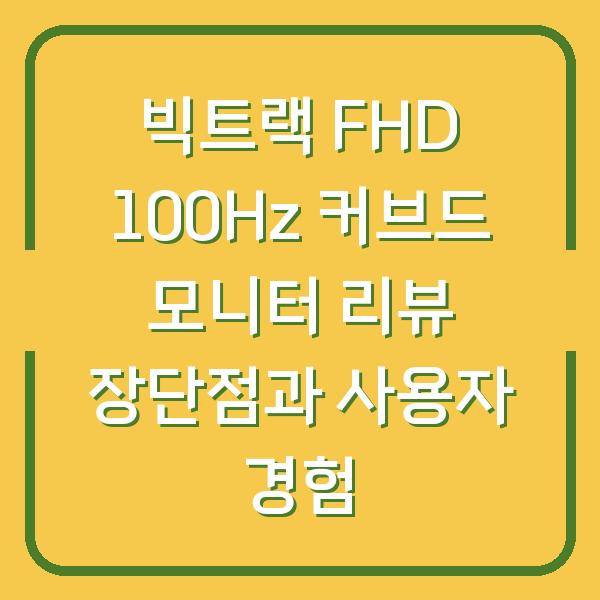 빅트랙 FHD 100Hz 커브드 모니터 리뷰 장단점과 사용자 경험