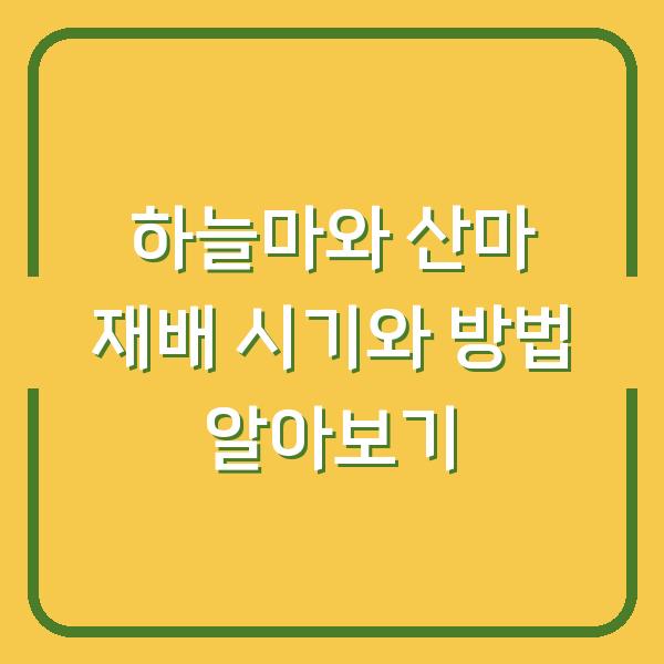 하늘마와 산마 재배 시기와 방법 알아보기