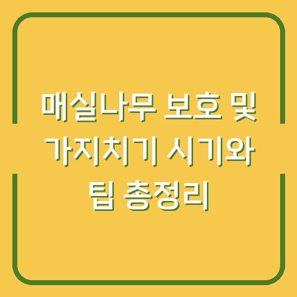 매실나무 보호 및 가지치기 시기와 팁 총정리