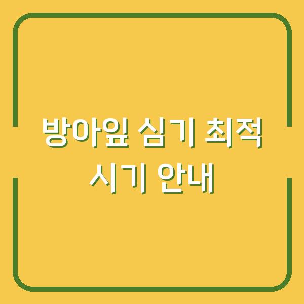 방아잎 심기 최적 시기 안내