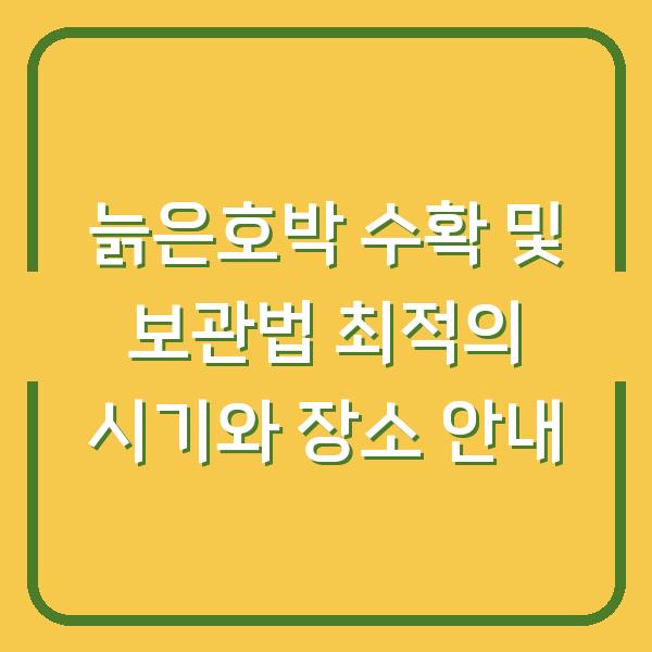 늙은호박 수확 및 보관법 최적의 시기와 장소 안내