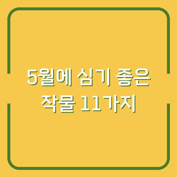5월에 심기 좋은 작물 11가지