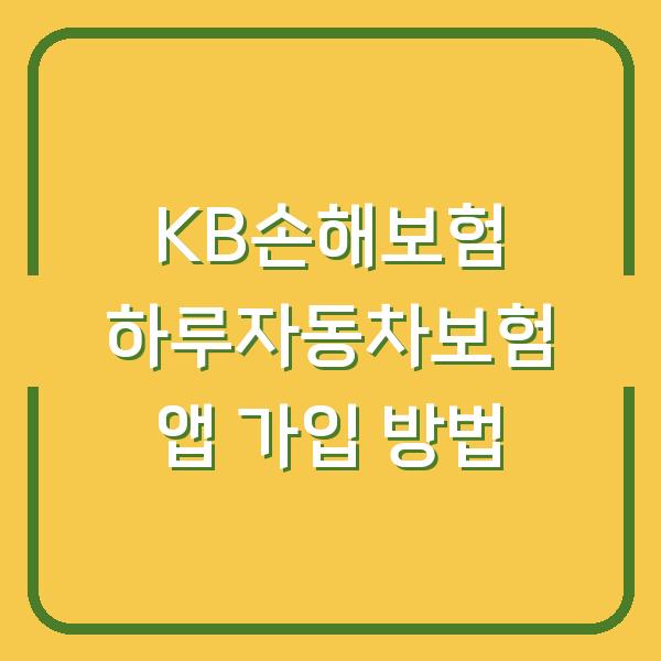 KB손해보험 하루자동차보험 앱 가입 방법