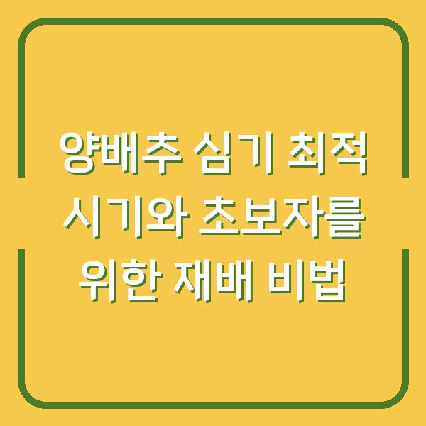 양배추 심기 최적 시기와 초보자를 위한 재배 비법