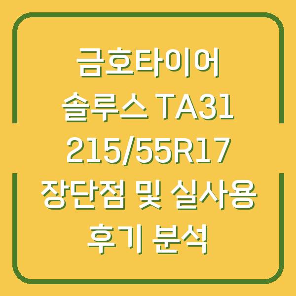 금호타이어 솔루스 TA31 215/55R17 장단점 및 실사용 후기 분석