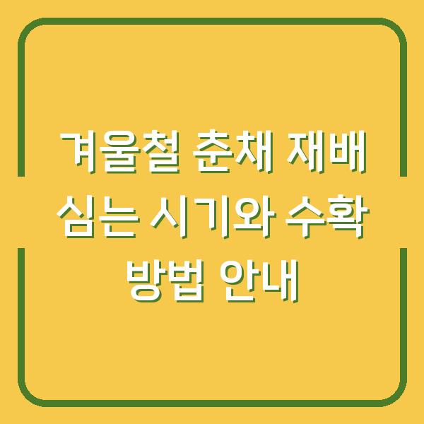 겨울철 춘채 재배 심는 시기와 수확 방법 안내