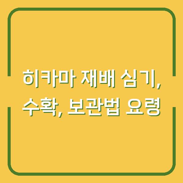 히카마 재배 심기, 수확, 보관법 요령