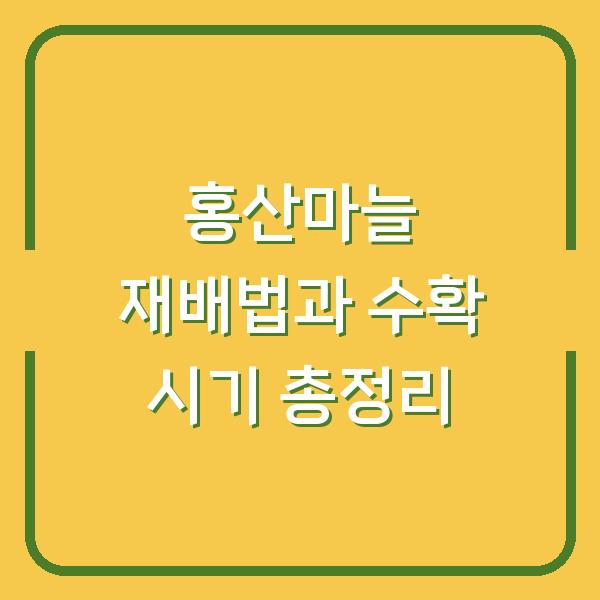 홍산마늘 재배법과 수확 시기 총정리