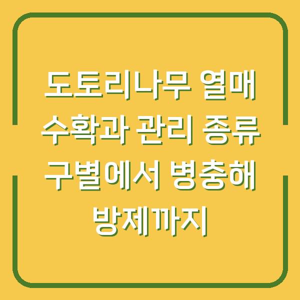 도토리나무 열매 수확과 관리 종류 구별에서 병충해 방제까지