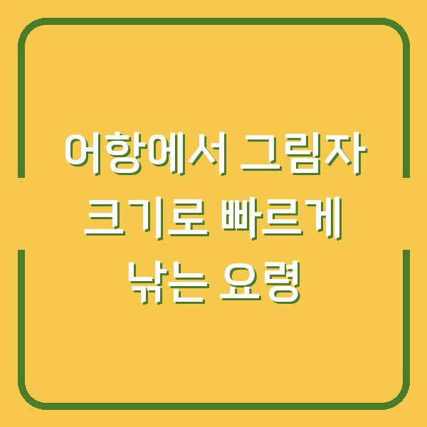어항에서 그림자 크기로 빠르게 낚는 요령