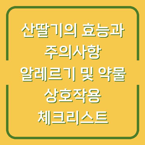 산딸기의 효능과 주의사항 알레르기 및 약물 상호작용 체크리스트