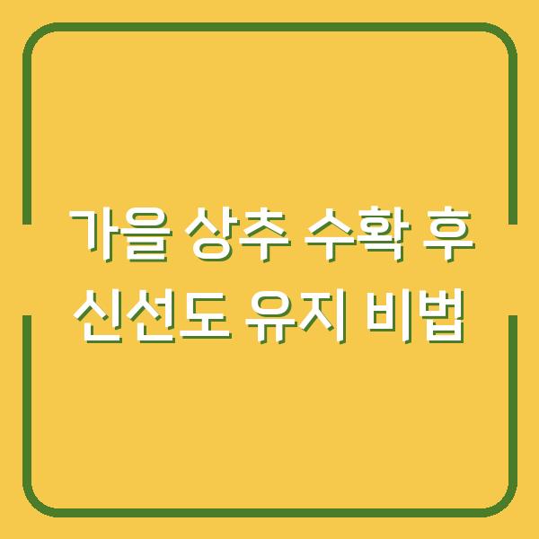 가을 상추 수확 후 신선도 유지 비법