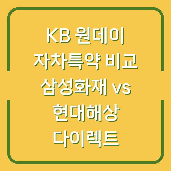 KB 원데이 자차특약 비교 삼성화재 vs 현대해상 다이렉트