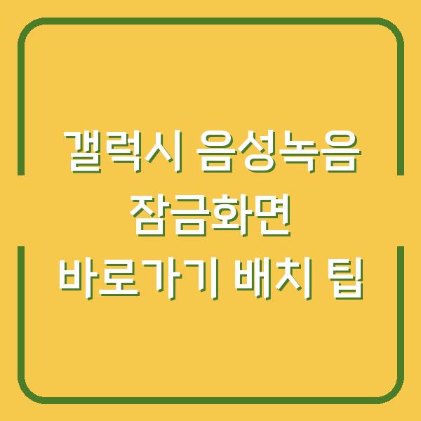 갤럭시 음성녹음 잠금화면 바로가기 배치 팁