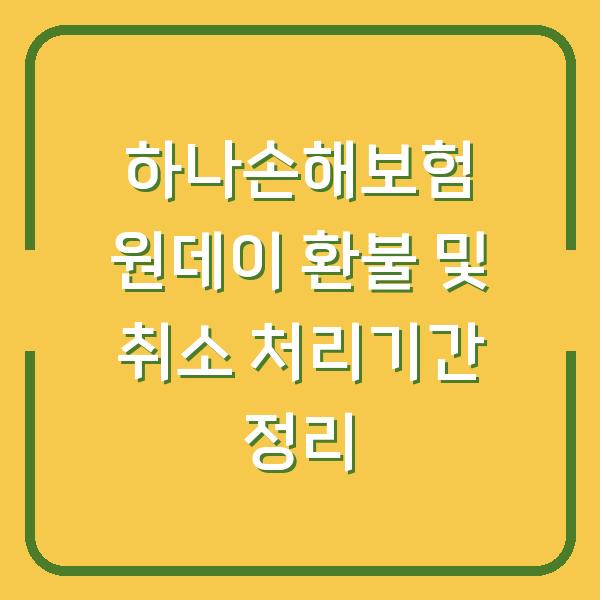 하나손해보험 원데이 환불 및 취소 처리기간 정리