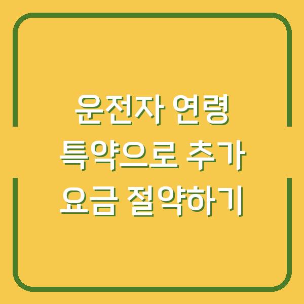 운전자 연령 특약으로 추가 요금 절약하기