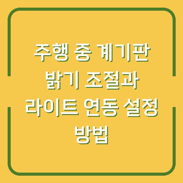 주행 중 계기판 밝기 조절과 라이트 연동 설정 방법