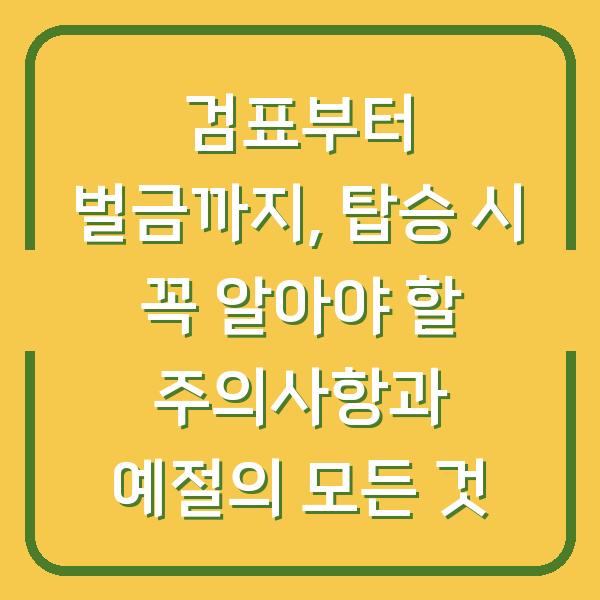 검표부터 벌금까지, 탑승 시 꼭 알아야 할 주의사항과 예절의 모든 것