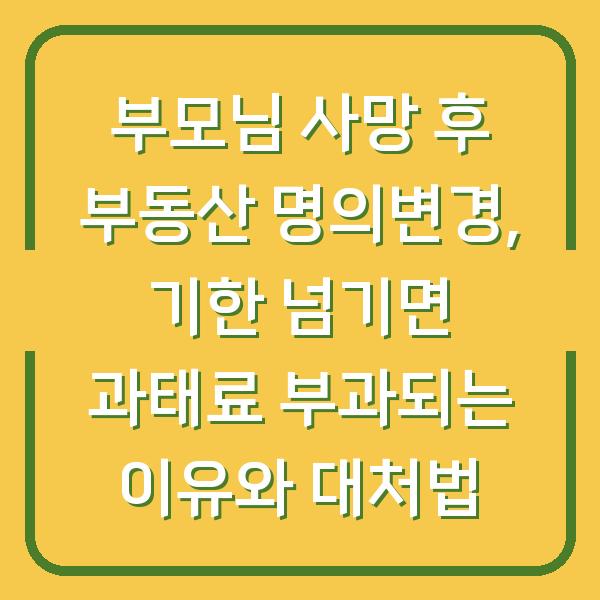부모님 사망 후 부동산 명의변경, 기한 넘기면 과태료 부과되는 이유와 대처법