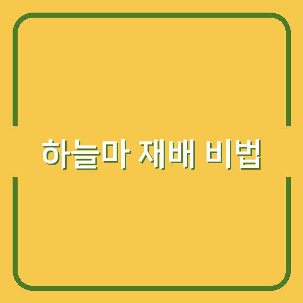 하늘마 재배의 모든 것 심는 시기부터 수확까지의 핵심 비법
