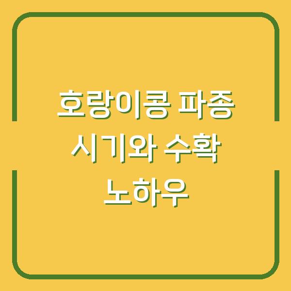 호랑이콩, 지금 심으면 2배 수확하는 파종 시기와 재배 노하우