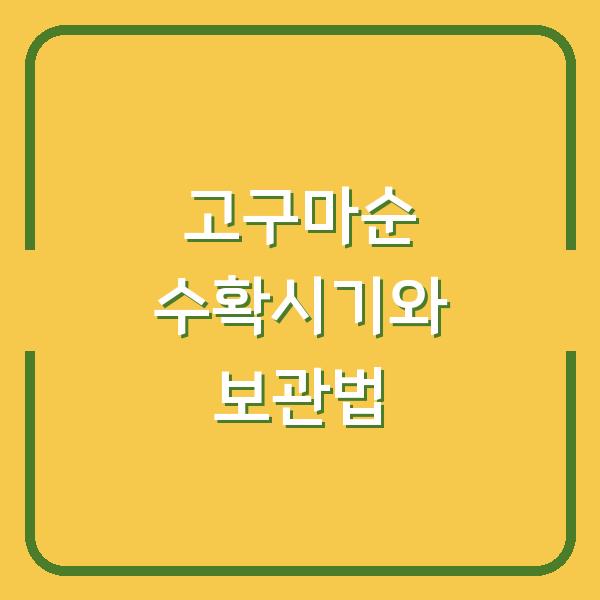 고구마순, 지금 캐면 망칩니다 – 수확시기와 제대로 보관하는 법