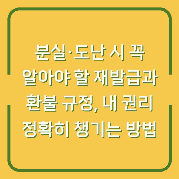 분실·도난 시 꼭 알아야 할 재발급과 환불 규정, 내 권리 정확히 챙기는 방법