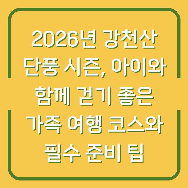 2026년 강천산 단풍 시즌, 아이와 함께 걷기 좋은 가족 여행 코스와 필수 준비 팁