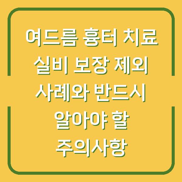 여드름 흉터 치료 실비 보장 제외 사례와 반드시 알아야 할 주의사항