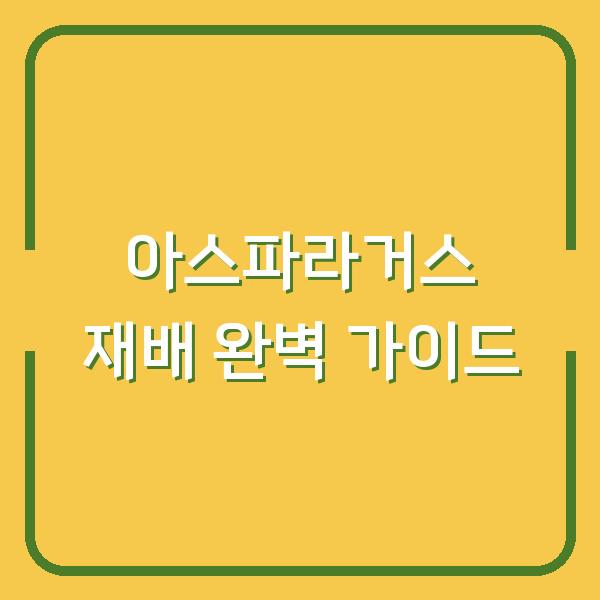 아스파라거스 심는 시기부터 수확까지, 초보도 실패 없는 재배 방법