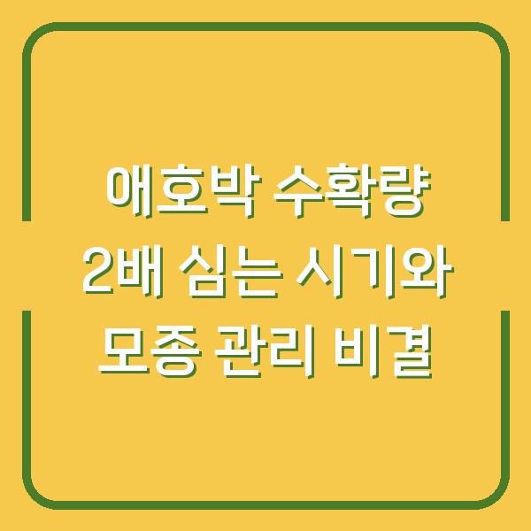 애호박 수확량 2배로 늘리는 심는 시기와 모종 관리 비결