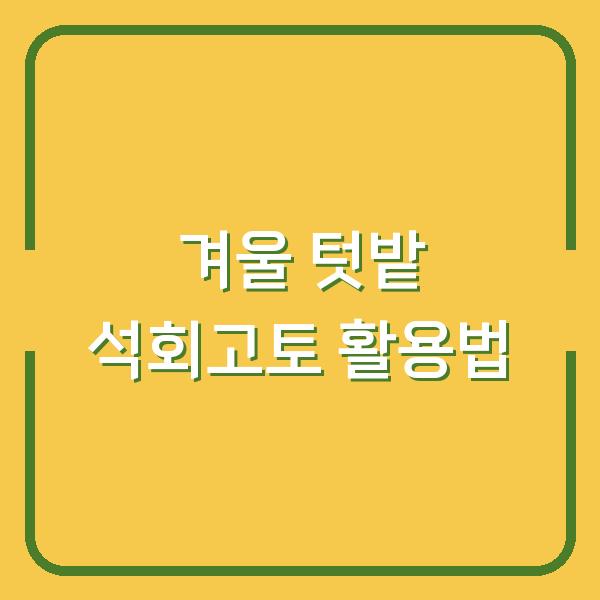 2026년 겨울 텃밭 석회고토, 이렇게 쓰면 봄에 흙이 달라집니다